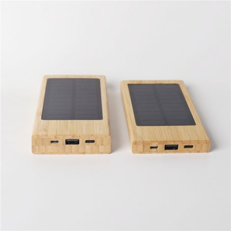 Bamboo Solar Mobile Power Outdoor Portable Charging Treasure USB Interface Can Laser LOGO Gift