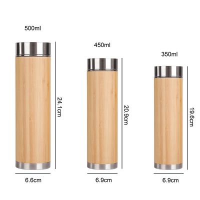 Natural Bamboo Wooden Simple Portable Stainless Steel Double-Layer Bamboo Cup Vacuum Vacuum Cup Gift Bamboo Shell Cup