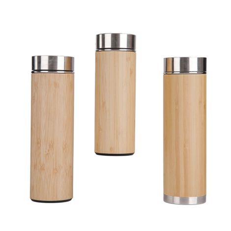 Natural Bamboo Wooden Simple Portable Stainless Steel Double-Layer Bamboo Cup Vacuum Vacuum Cup Gift Bamboo Shell Cup