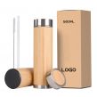 Natural Bamboo Wooden Simple Portable Stainless Steel Double-Layer Bamboo Cup Vacuum Vacuum Cup Gift Bamboo Shell Cup