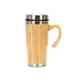 Double-Layer Vacuum Stainless Steel Bamboo Wood Cover Thermos Cup Outdoor Portable Office Business Straight Tea Cup Coffee Cup