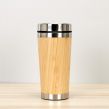 Double-Layer Vacuum Stainless Steel Bamboo Wood Cover Thermos Cup Outdoor Portable Office Business Straight Tea Cup Coffee Cup