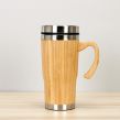 Double-Layer Vacuum Stainless Steel Bamboo Wood Cover Thermos Cup Outdoor Portable Office Business Straight Tea Cup Coffee Cup