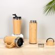 Double-Layer Vacuum Stainless Steel Bamboo Wood Cover Thermos Cup Outdoor Portable Office Business Straight Tea Cup Coffee Cup