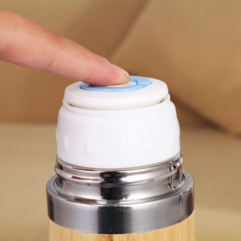 Creative New Bamboo Shell Bullet Head Thermos Cup 304 Stainless Steel Inner Vacuum Insulated Sports Water Bottle