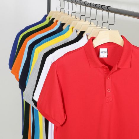 Customizable Solid-colored 220g Cotton Polo Shirt for Men