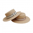 Boater Hat Wide Brim Flat Top Straw Hat