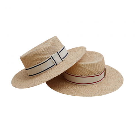 Boater Hat Wide Brim Flat Top Straw Hat