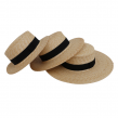 Boater Hat Wide Brim Flat Top Straw Hat