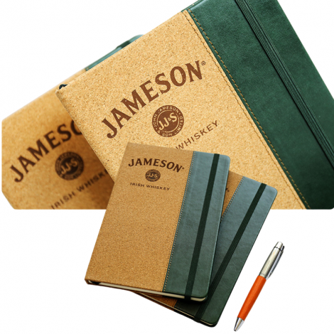 Eco-Friendly Cork A5 Wood Grain Notebook with Strap