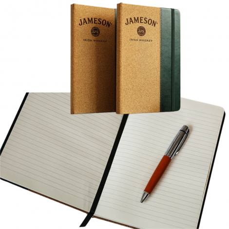 Eco-Friendly Cork A5 Wood Grain Notebook with Strap