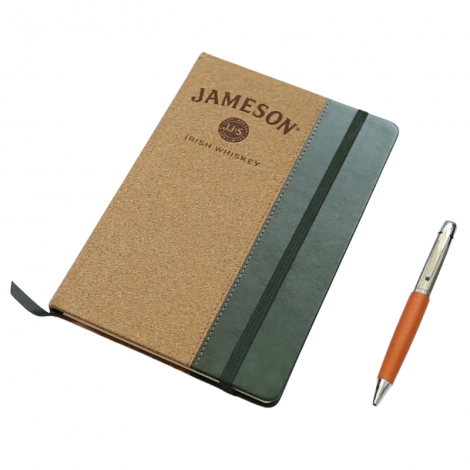 Eco-Friendly Cork A5 Wood Grain Notebook with Strap