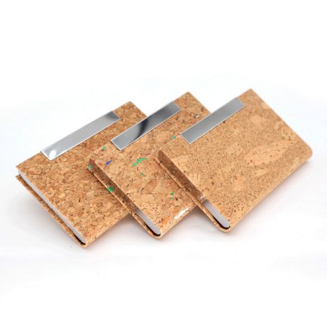 Cork Surface Metal Business Card Holder