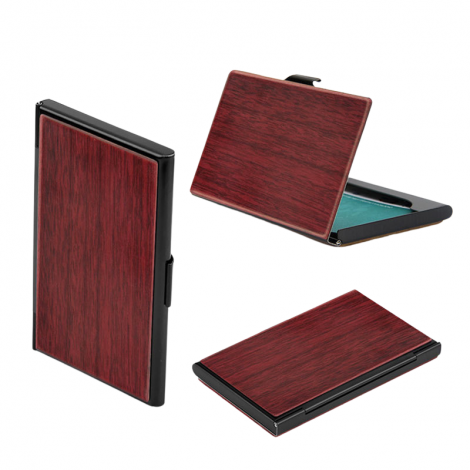 Solid Wood Stainless Steel Business Card Holder