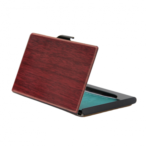 Solid Wood Stainless Steel Business Card Holder