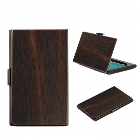 Solid Wood Stainless Steel Business Card Holder