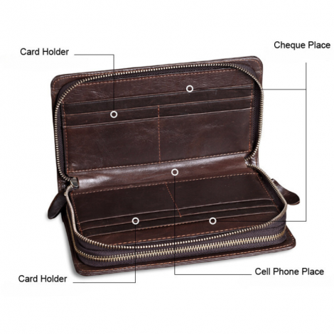 Men's Business Genuine Leather Wallet with Coin Pocket