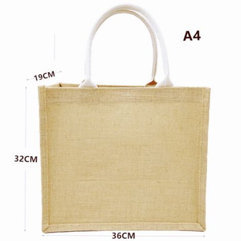 jute shopping tote bag with waterproof coating