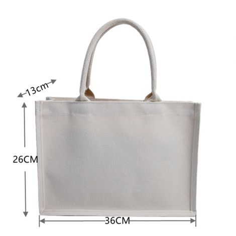 jute shopping tote bag with waterproof coating