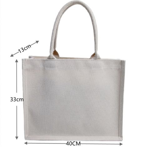 jute shopping tote bag with waterproof coating