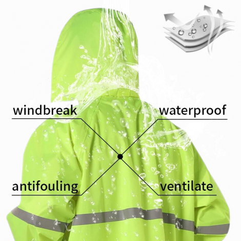 Long Style Waterproof Hi Visibility Reflective PVC Raincoat