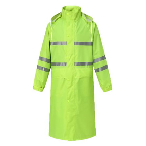 Long Style Waterproof Hi Visibility Reflective PVC Raincoat