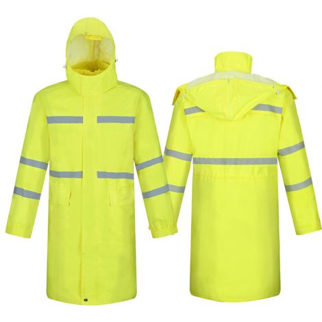 Long Style Waterproof Hi Visibility Reflective PVC Raincoat