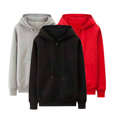 Cotton Over Zipper Long Sleeve Hoodie