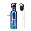 Single-layer stainless steel outdoor sports water bottle with straw