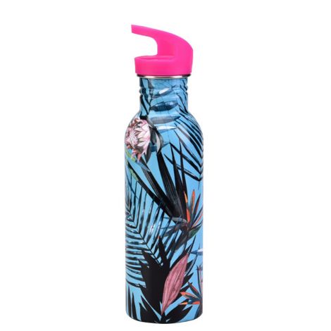 Single-layer stainless steel outdoor sports water bottle with straw