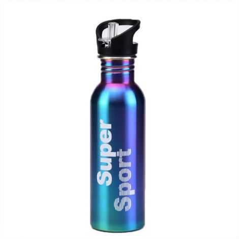 Single-layer stainless steel outdoor sports water bottle with straw