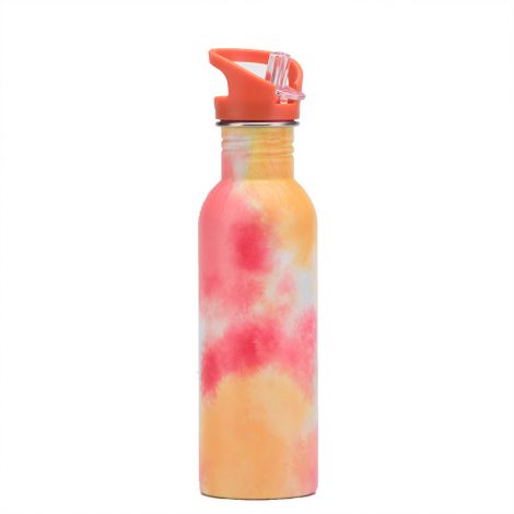 Single-layer stainless steel outdoor sports water bottle with straw