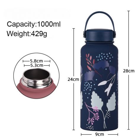 1000mlwide mouth portable vacuum sports bottle